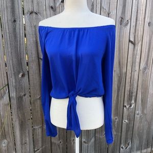 Olivaceous Royal Blue Off-Shoulder Top